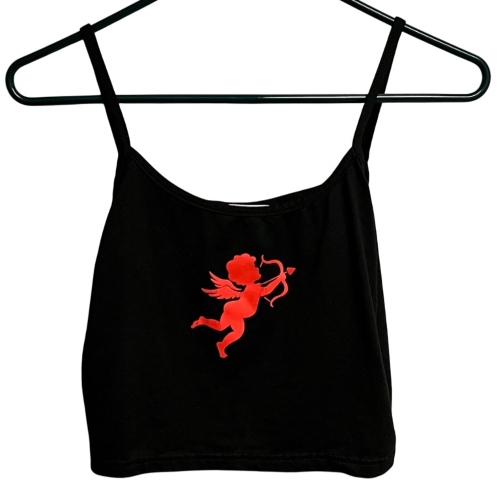 ROMWE Cherub Angel Graphic Crop Tank Top Size Small